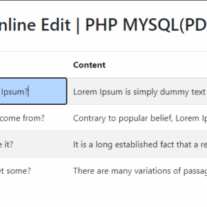 PHP PDO Satır İçi Düzenleme (Inline Edit) Nasıl Yapılır?